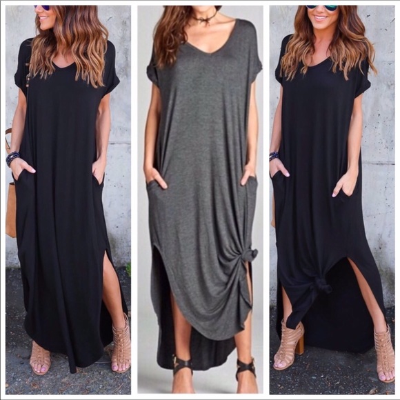Couture Gypsy Dresses & Skirts - Charcoal Grey Oversized Loose Fit Maxi Dress